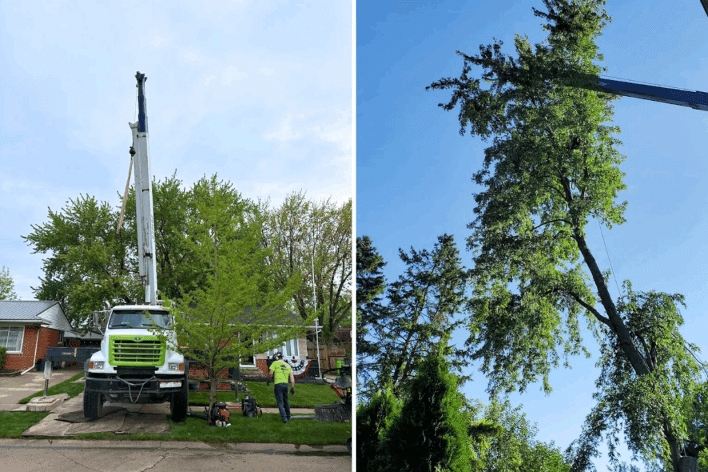 Crane Assisted Tree Removal Project Tree Care Treemendous Tree Care Michigan